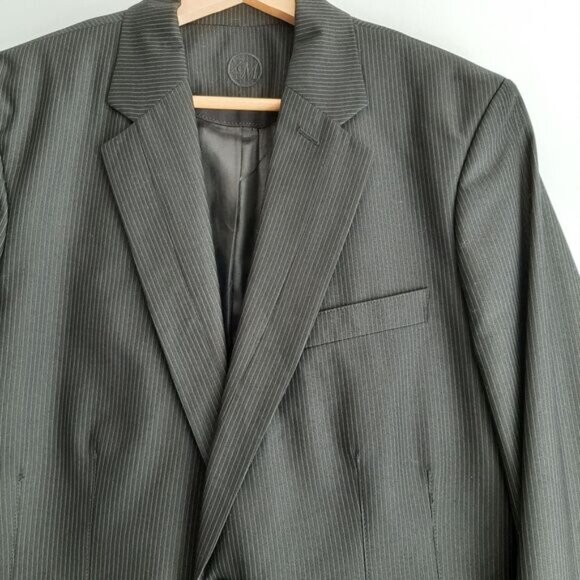 ZARA MAN Cotton Blend Blazer Jacket Pin-Stripe Black Men's Sz 40 R Flawed - Picture 7 of 16